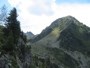 Vue en arrière, on voit le sentier qui descend vers la route